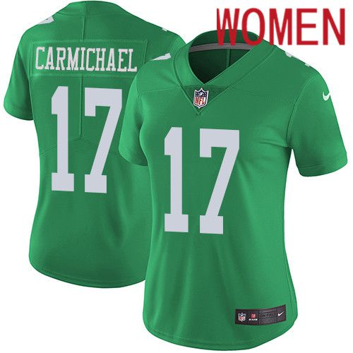 Women Philadelphia Eagles #17 Harold Carmichael Nike Green Vapor Limited Rush NFL Jersey